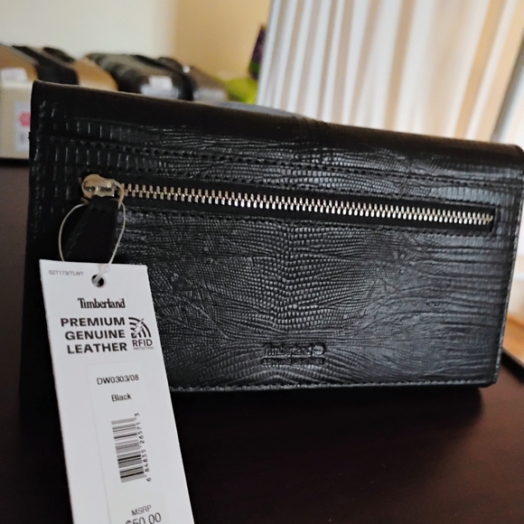 Timberland Black Croc Embossed, Unisex Wallet - Picture 2 of 4